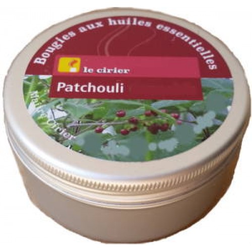 Bougie patchouli huiles essentielles boite alu